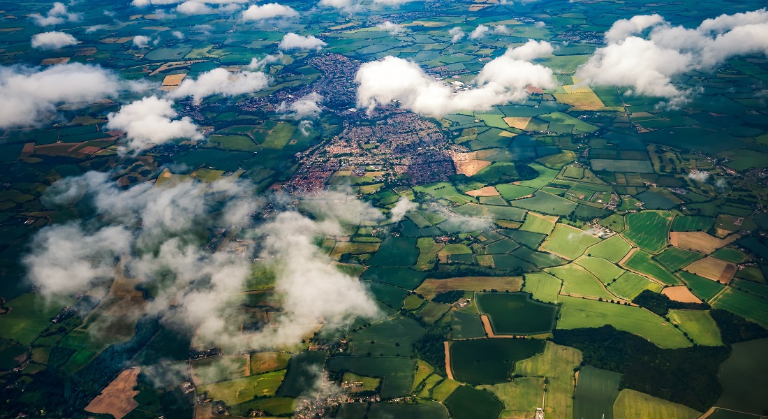Aerial of fields